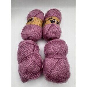 "Windmist Brushed Yarn" 100% Orlon Acrylic China Rose New & Used 4 Skeins